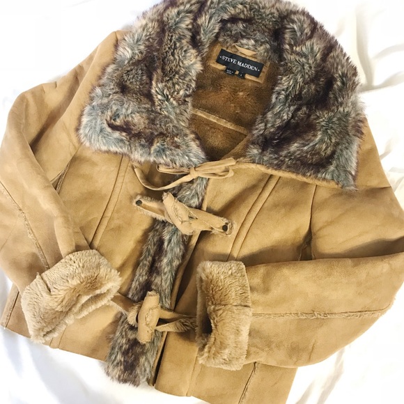 Steve Madden Jackets & Blazers - Steve Madden Faux Fur Collar Cognac Utility Jacket